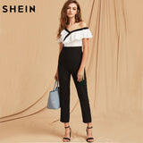 SHEIN Jumpsuits For Women Black and White Two Tone
